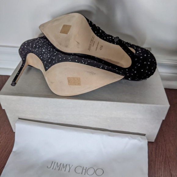 Jimmy Choo Lace and Suede Lavish Pointed Toe Pumps - Picture 5 of 10